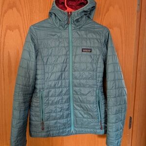 Teal Quilted Hooded Jacket